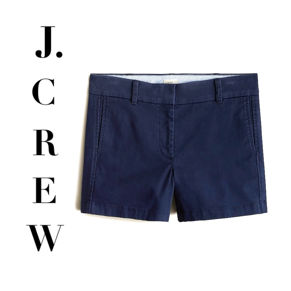 J CREW Navy Blue Chino Shorts Size 10 100% STYLE 82043 Cotton 4 inch Inseam